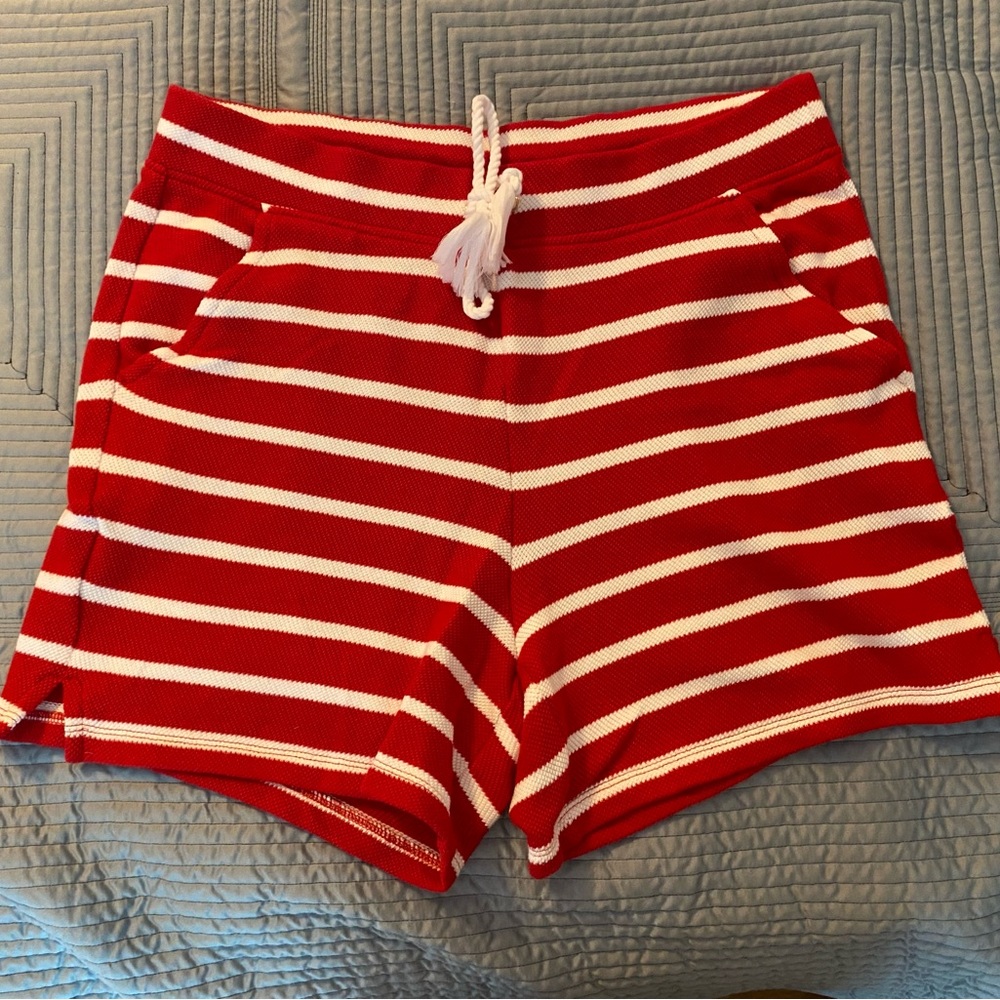 Talbots Large 100% Cotton Red and White Striped Shorts